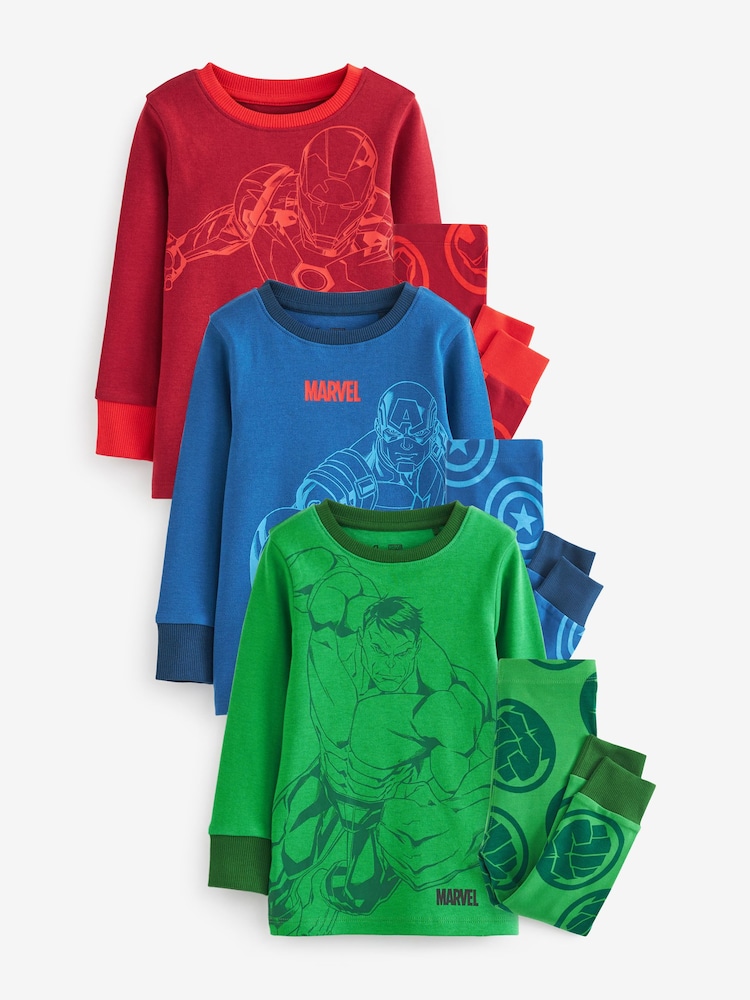 Multi Marvel Snuggle 100% Cotton Pyjamas 3 Pack (9mths-11yrs) - Image 5 of 10