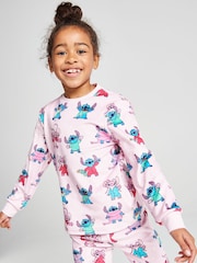 Brand Threads Pink Lilo & Stitch Fleece Twosie Pyjama Set - Image 2 of 10