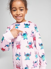Brand Threads Pink Lilo & Stitch Fleece Twosie Pyjama Set - Image 5 of 10