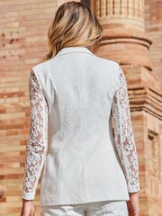 Sosandar White Ivory Lace Blazer - Image 4 of 5