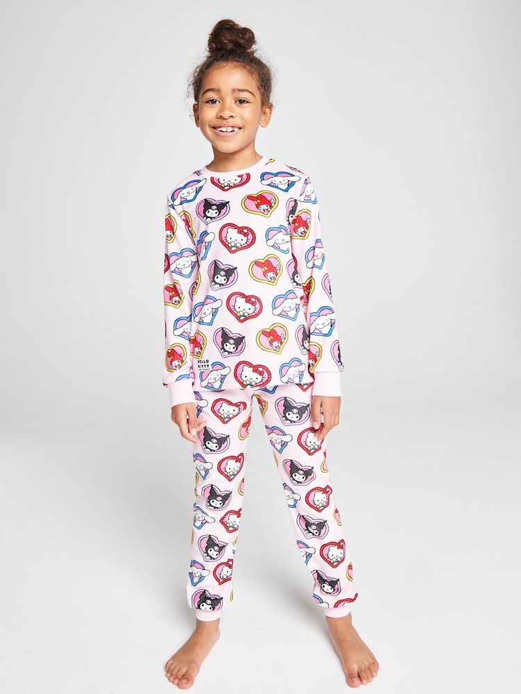 Brand Threads Pink Hello Kitty Fleece Twosie Pyjamas Set - Image 2 of 10