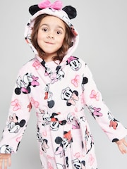 Brand Threads Pink Minnie Mouse Fleece Robe - Image 6 of 10
