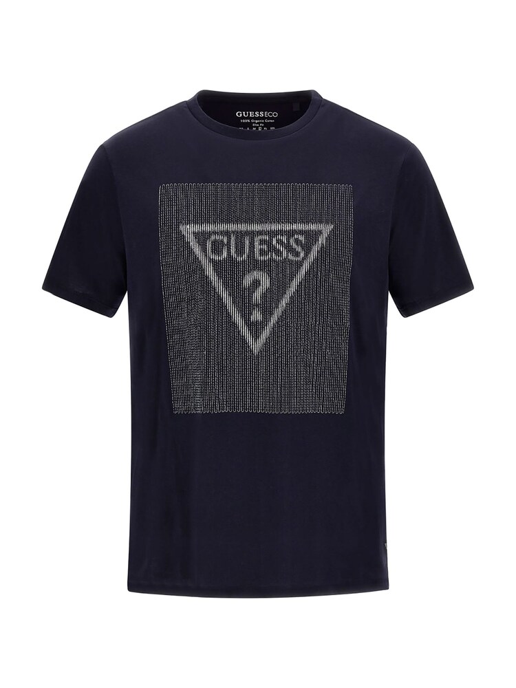 Guess Blue 100% Cotton Short Sleeve Bsc Stitch Triangle T-Shirt - Image 1 of 1
