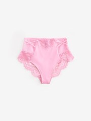 Pink/White High Rise Tummy Control Lace Knickers 2 Pack - Image 6 of 6