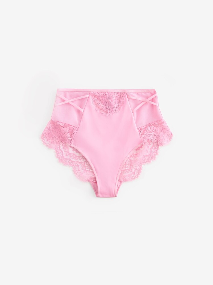 Pink/White High Rise Tummy Control Lace Knickers 2 Pack - Image 6 of 6 Pink/White High Rise Tummy Control Lace Knickers 2 Pack - Image 6 of 6