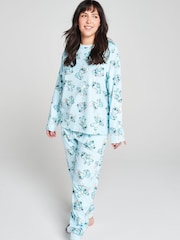 Brand Threads Blue Lilo & Stitch Fleece Twosie Pyjamas Set - Image 1 of 8