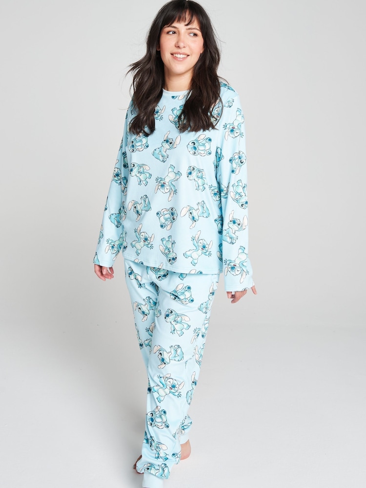 Brand Threads Blue Lilo & Stitch Fleece Twosie Pyjamas Set - Image 1 of 8 Brand Threads Blue Lilo & Stitch Fleece Twosie Pyjamas Set - Image 1 of 8