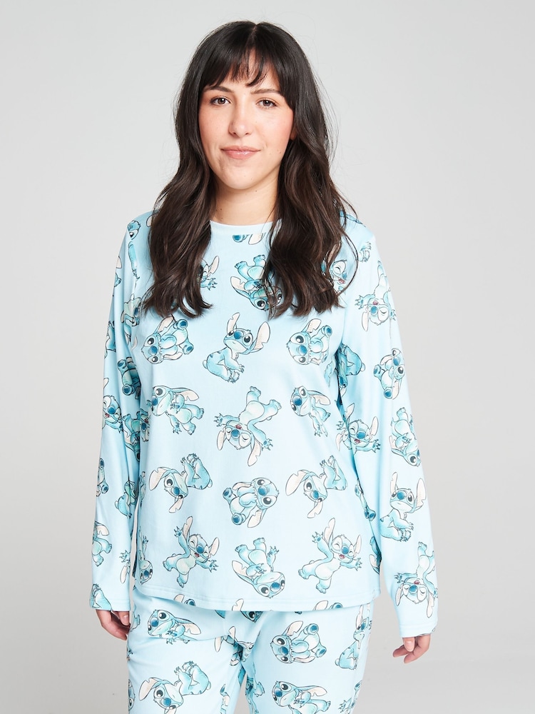 Brand Threads Blue Lilo & Stitch Fleece Twosie Pyjamas Set - Image 2 of 8 Brand Threads Blue Lilo & Stitch Fleece Twosie Pyjamas Set - Image 2 of 8