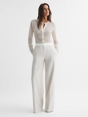 Reiss Cream Robyn Fitted Embellished Shirt - Image 3 of 5