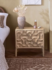 Mid Natural Alba Solid Mango 2 Drawer Wide Bedside Table - Image 2 of 10