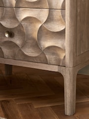 Mid Natural Alba Solid Mango 2 Drawer Wide Bedside Table - Image 4 of 10