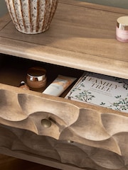 Mid Natural Alba Solid Mango 2 Drawer Wide Bedside Table - Image 5 of 10