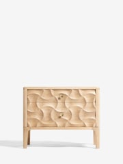 Mid Natural Alba Solid Mango 2 Drawer Wide Bedside Table - Image 7 of 10