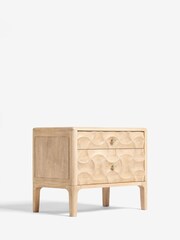 Mid Natural Alba Solid Mango 2 Drawer Wide Bedside Table - Image 8 of 10