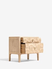 Mid Natural Alba Solid Mango 2 Drawer Wide Bedside Table - Image 9 of 10