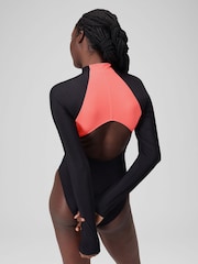 Speedo Grey 8-004033 Long Sleeve Zip Colorblock Swimsuit - Image 3 of 6