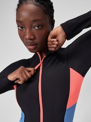Speedo Grey 8-004033 Long Sleeve Zip Colorblock Swimsuit - Image 4 of 6