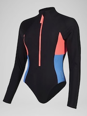 Speedo Grey 8-004033 Long Sleeve Zip Colorblock Swimsuit - Image 5 of 6