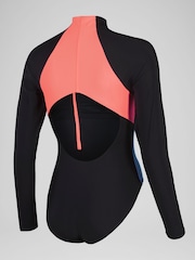 Speedo Grey 8-004033 Long Sleeve Zip Colorblock Swimsuit - Image 6 of 6