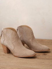 Mint Velvet Cream Sierra Neutral Suede Boots - Image 2 of 4