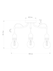 Brushed Silver Newark 3 Light Ceiling Light Fitting - Image 3 of 6