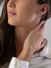 Beaverbrooks 9ct White Silver Diamond Aquamarine Earrings - Image 3 of 3