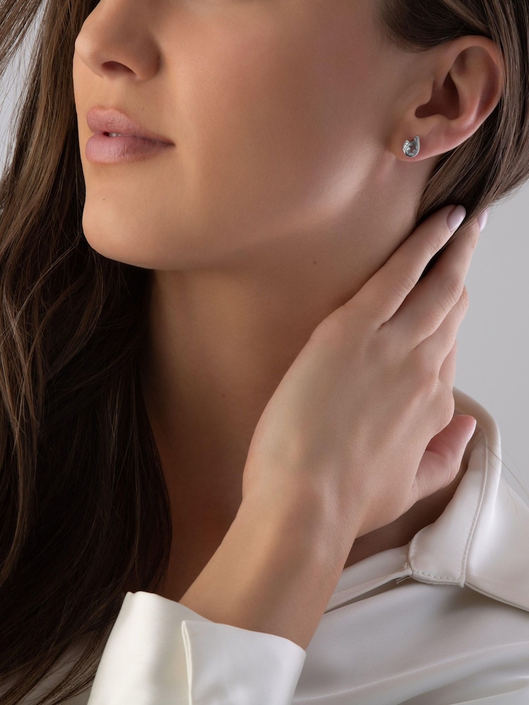 Beaverbrooks 9ct White Silver Diamond Aquamarine Earrings - Image 3 of 3