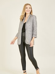 Yumi Silver Sequin Blazer With Pockets - Image 3 of 4
