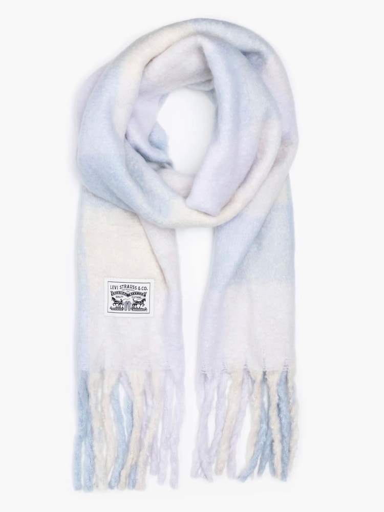Levi's Dark Purple Pop of Plaid Cosy 100% Cotton Scarf - Image 2 of 4