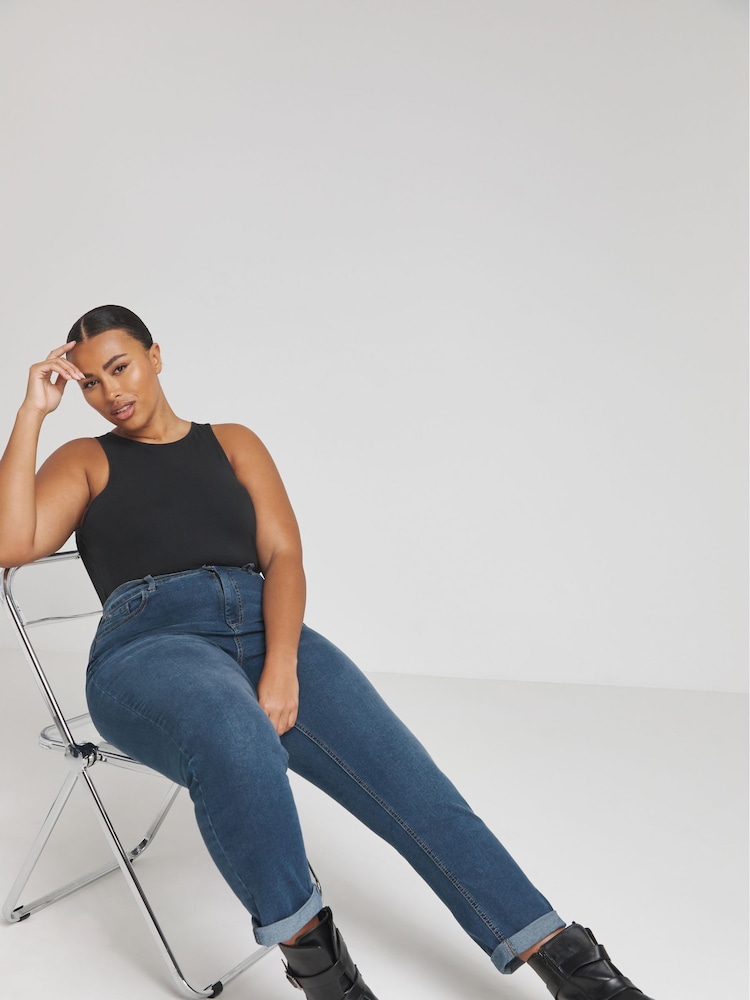 Simply Be Blue Authentic 24/7 Mid Boyfriend Jeans - Image 1 of 6