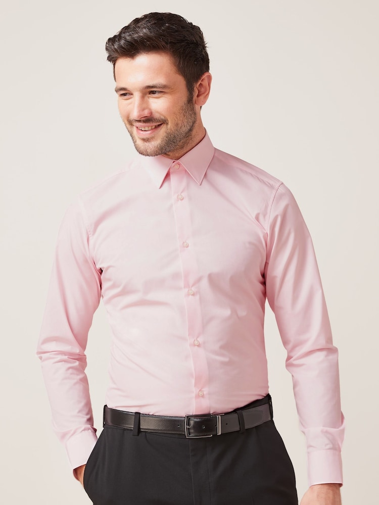 Wit/lichtblauw/lichtroze - Slim Fit - Verpakking van 3 eenvoudig te strijken nette Oxford-overhemden met enkele manchetten - Image 7 of 13