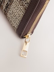 Chocolate Brown Check Large Zip Purse - Image 3 of 5