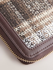 Chocolate Brown Check Large Zip Purse - Image 4 of 5