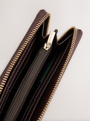 Chocolate Brown Check Large Zip Purse - Image 5 of 5