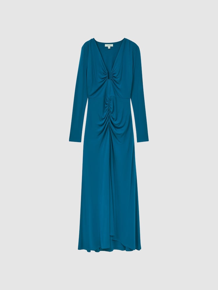 Reiss – Midikleid mit tiefem Ausschnitt und Raffung - Bild 2 von 4 Reiss – Midikleid mit tiefem Ausschnitt und Raffung - Bild 2 von 4