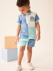 Blue/White Short Sleeve Polo and Shorts Set (3mths-7yrs) - Image 1 of 8