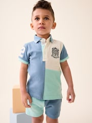 Blue/White Short Sleeve Polo and Shorts Set (3mths-7yrs) - Image 2 of 8
