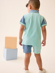 Blue/White Short Sleeve Polo and Shorts Set (3mths-7yrs) - Image 3 of 8
