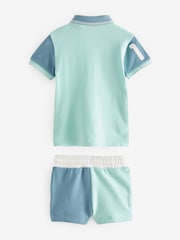 Blue/White Short Sleeve Polo and Shorts Set (3mths-7yrs) - Image 6 of 8