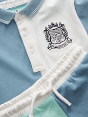 Blue/White Short Sleeve Polo and Shorts Set (3mths-7yrs) - Image 8 of 8