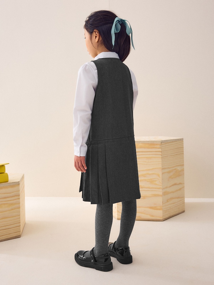 Gris - Vestido pichi escolar bordado con cremallera delantera (3-14 años) - Imagen 2 de 9 Gris - Vestido pichi escolar bordado con cremallera delantera (3-14 años) - Imagen 2 de 9