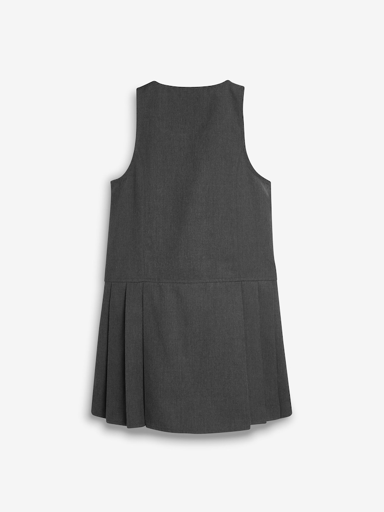 Grey Embroidered Zip Front Pinafore School Dress (3-14yrs) - Image 8 of 8 Grey Embroidered Zip Front Pinafore School Dress (3-14yrs) - Image 8 of 8