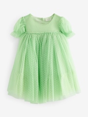 Green Mesh Party Dress (3mths-7yrs) - Image 4 of 6