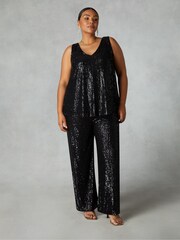 Live Unlimited Black Sequin Vest Top - Image 1 of 4