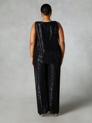 Live Unlimited Black Sequin Vest Top - Image 2 of 4