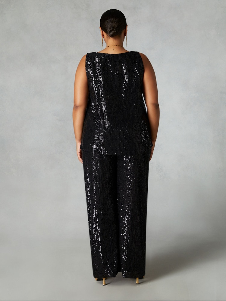 Live Unlimited Black Sequin Vest Top - Image 2 of 4 Live Unlimited Black Sequin Vest Top - Image 2 of 4