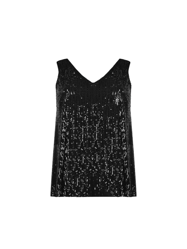 Live Unlimited Black Sequin Vest Top - Image 4 of 4 Live Unlimited Black Sequin Vest Top - Image 4 of 4