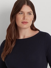 Lauren Ralph Lauren Curve Judy Stretch Cotton Boatneck Top - Image 11 of 13