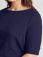 Lauren Ralph Lauren Curve Judy Stretch Cotton Boatneck Top - Image 12 of 13