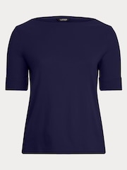 Lauren Ralph Lauren Curve Judy Stretch Cotton Boatneck Top - Image 13 of 13